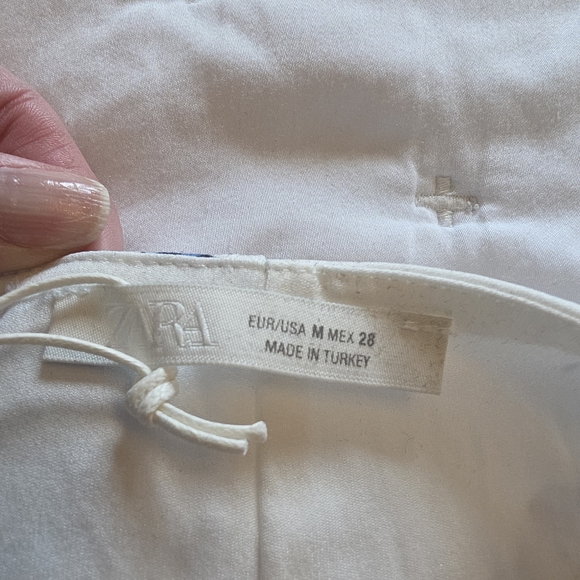 Zara White Bustier Crop Top with Blue Floral Print - Picture 3 of 5